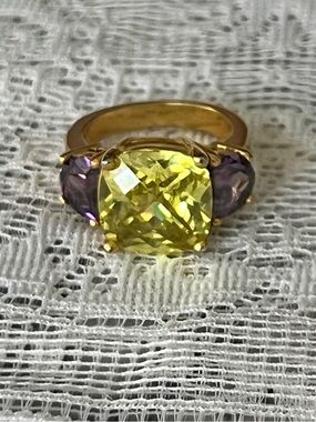 Citrine Amethyst Gold Ring